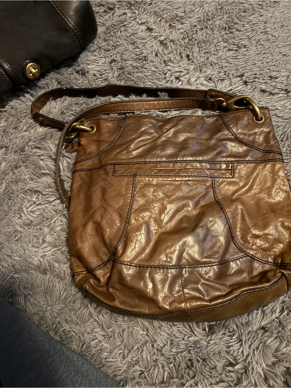Fossil Brown Leather Flap Crossbody Bag - Picture 2 of 3